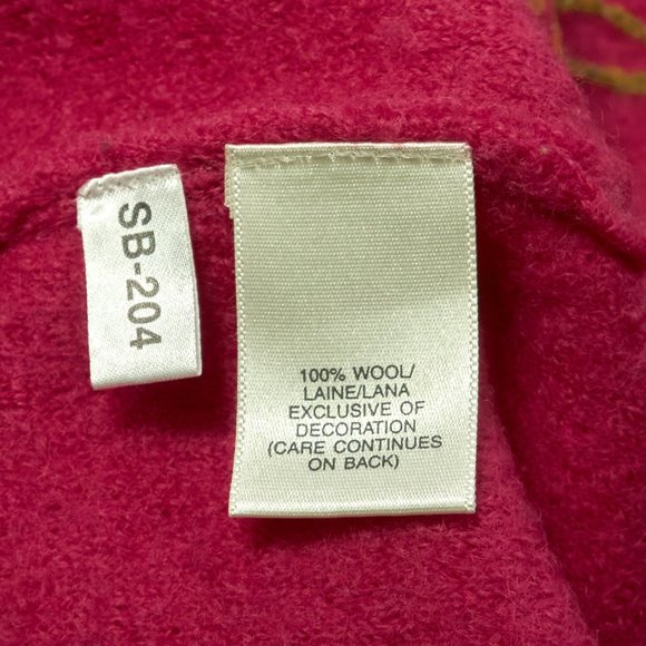 Susan Bristol Pink Boiled Wool Hand Embroidered Sweater Cardigan, Vintage Size L - Picture 8 of 9